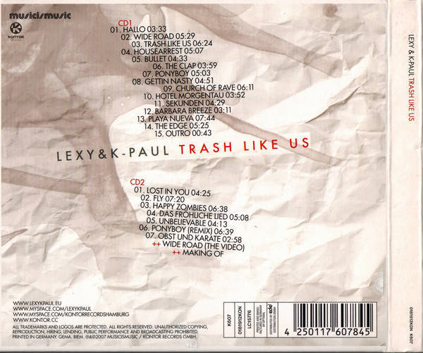 Lexy & K-Paul - Trash Like Us Double CD Import