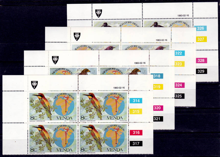 VENDA 1983, 16 Feb. MIGRATORY BIRDS, set controls, MNH, CV R 80.00 view scans