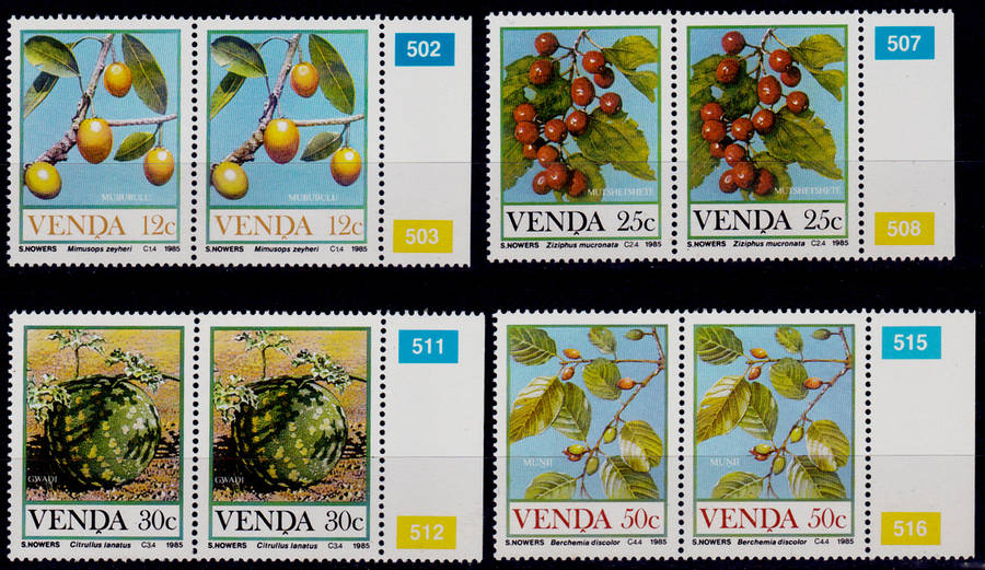 VENDA 1985, 21 June. FOOD FROM THE VELD, set pairs, MNH, CV R 20.00 view scans