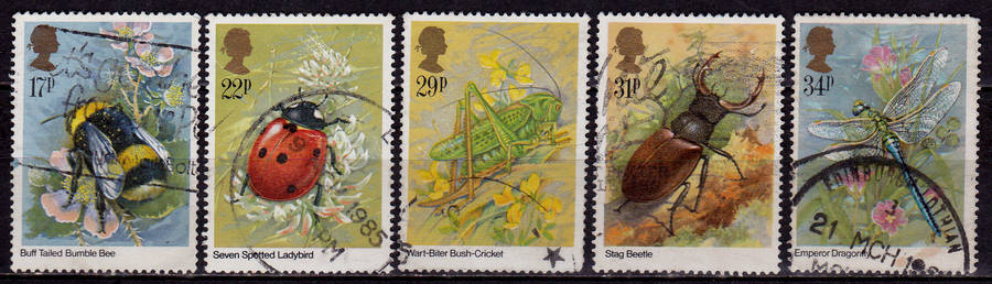 ENGLAND 1985, 12 March. INSECTS, set, UH, CV +/-R 65.00 view scans