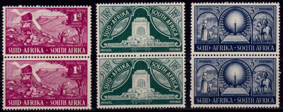 UNION OF SA 1949, 1 Dec. INAUG VOORTREKKER MONUMENT, set pairs, MNH, CV R 15.00 view scans