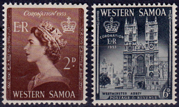 WESTERN SAMOA 1953, 25 May. CORONATION of QEII, set, MH, CV +/-R 25.00 view scans