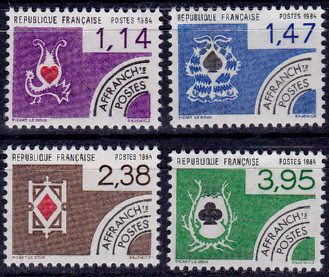 FRANCE 1984, 11 April. PLAYING CARDS PRE-CANCELLED, set, MNH, CV +/-R 65.00 view scans