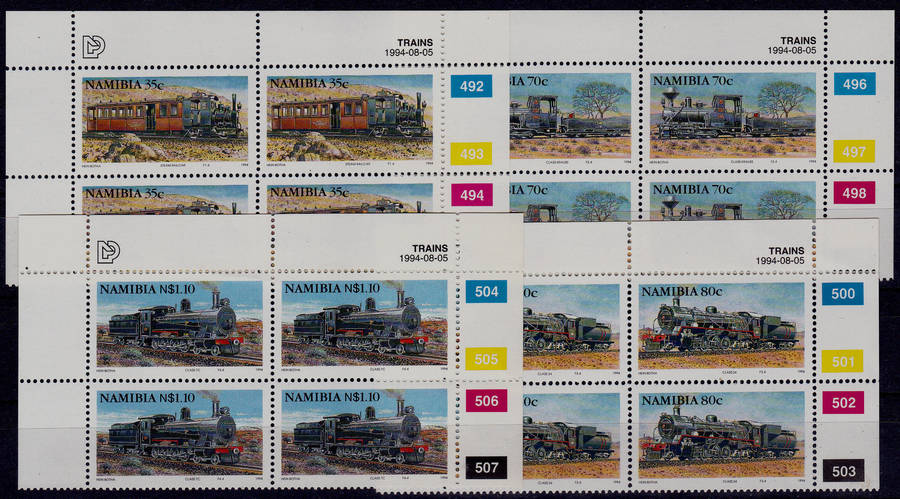 NAMIBIA 1994, 5 August. STEAM LOCOMOTIVES, set controls, MNH, CV R 102.00 view scans