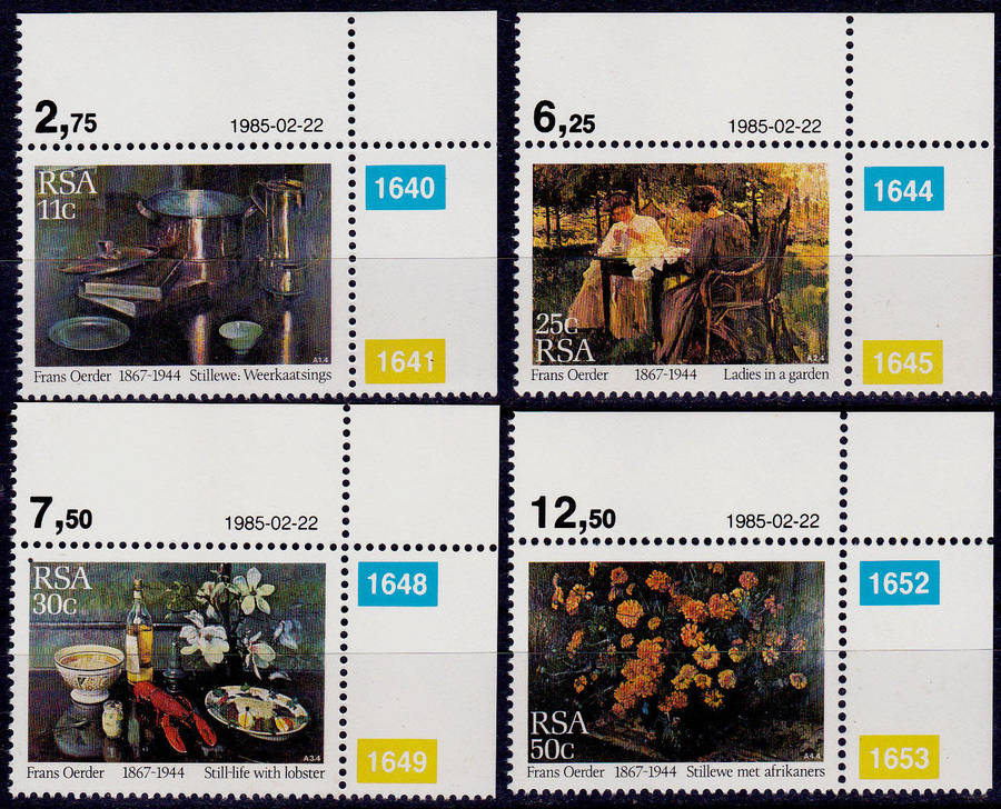 RSA 1985, 22 Feb. PAINTING by FRANS DAVID OERDER, set, MNH, CV R 10.00 view scans