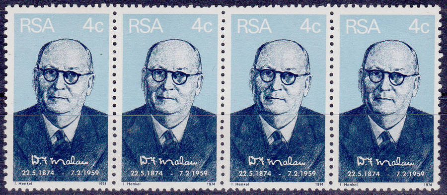 RSA 1974, 22 May. 100th ANNIV BIRTH Dr DF MALAN, single strip, MNH, CV R 8.00, view scans.