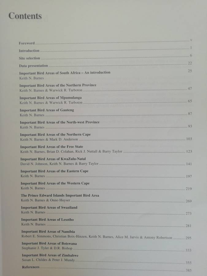 The Important Bird Areas of Southern Africa / Keith N. Barnes