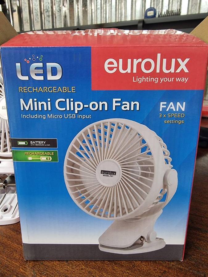 Eurolux Portable Rehargeable Usb Mini Clip On Fan