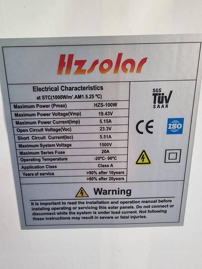 100W / 18V Monocrystalline HZ Solar Panel #1