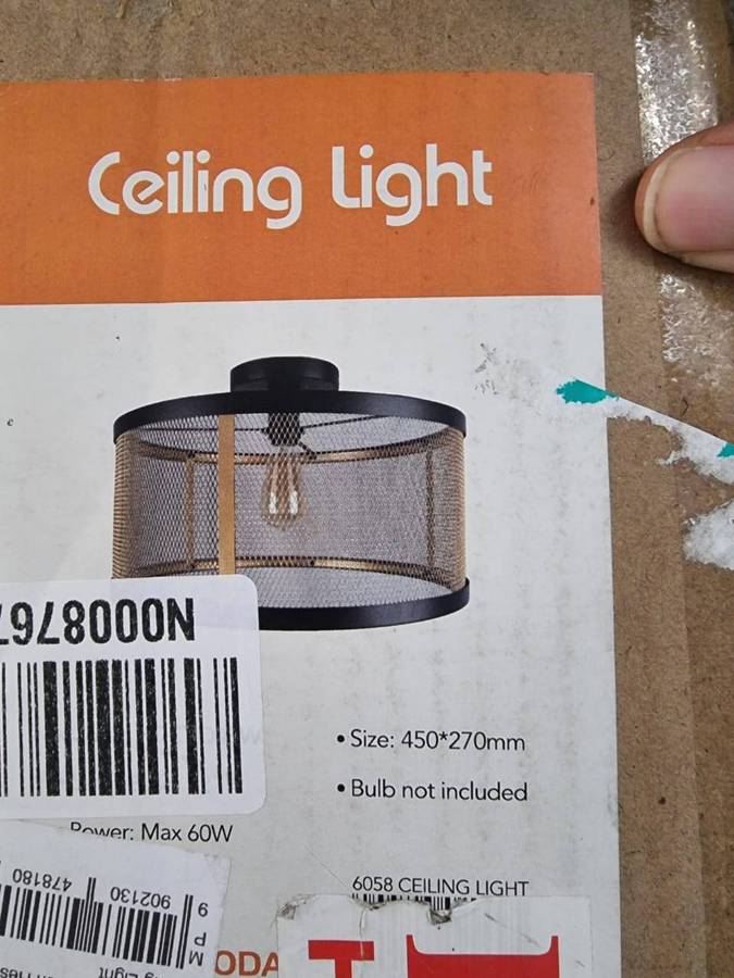Flush Mount Mesh Ceiling Light fitting -Black & Gold - 6058