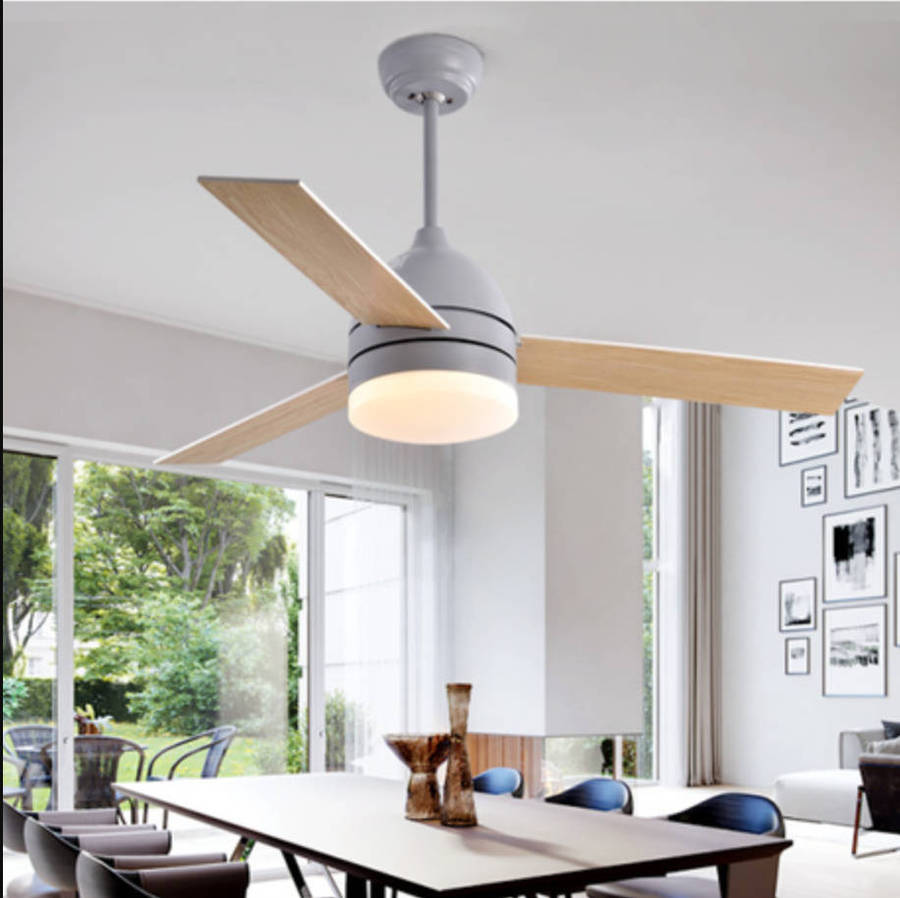 48 inch grey & wood ceiling fan with remote - L042