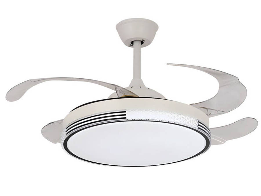 Modern Retractable White Ceiling Fan with Lights 099 #44