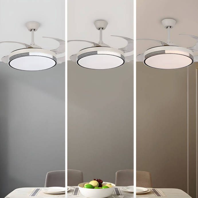 Modern Retractable White Ceiling Fan with Lights 099 #44