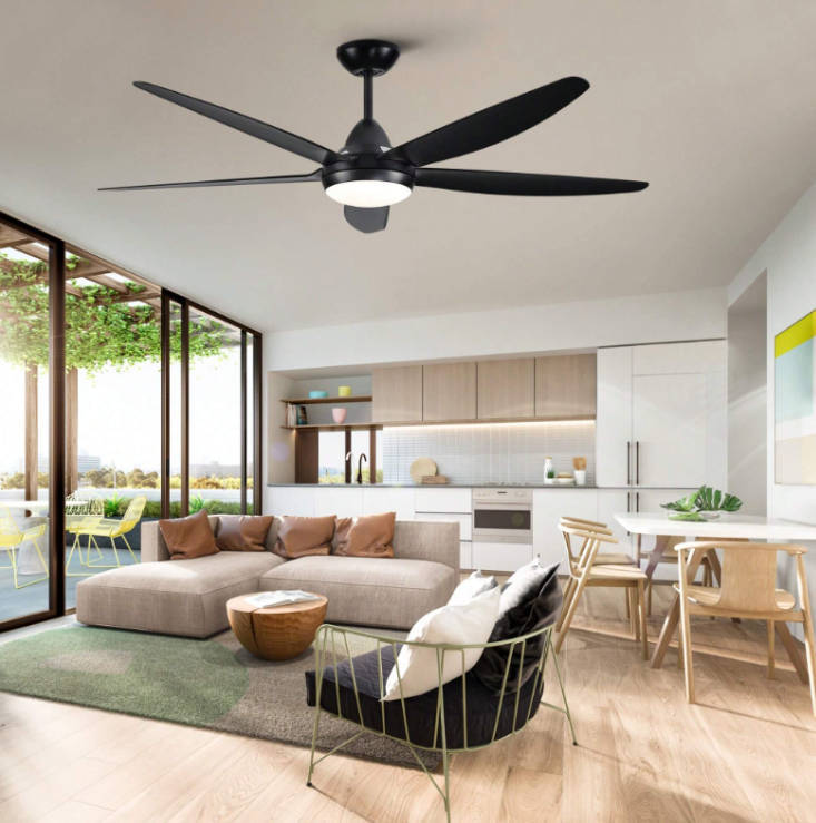 Five Blade LED Ceiling Fan with Remote Control 665 - Black #52