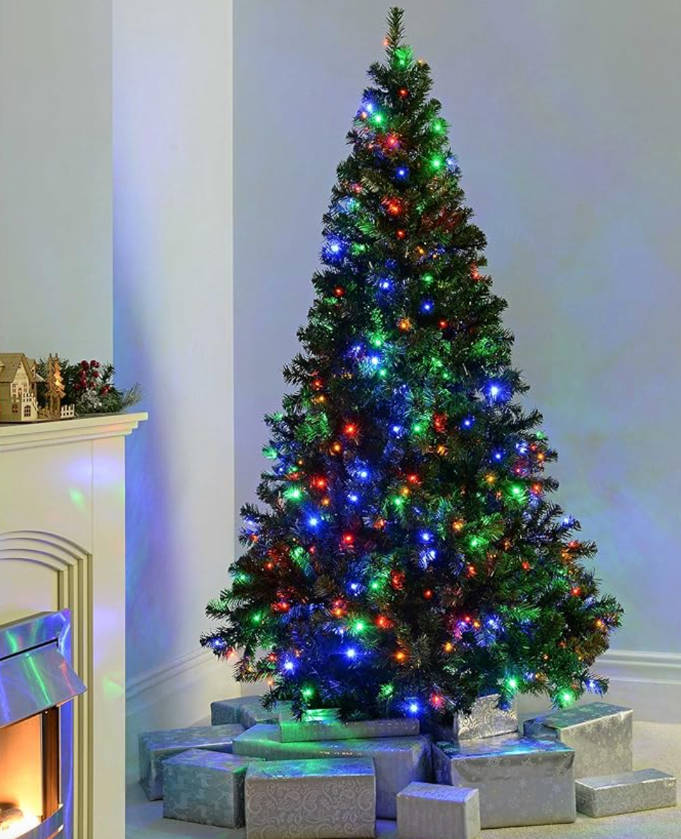 2.1m Christmas Tree With Built-In LED Red/blue/green Lights And Fiber Optics #9