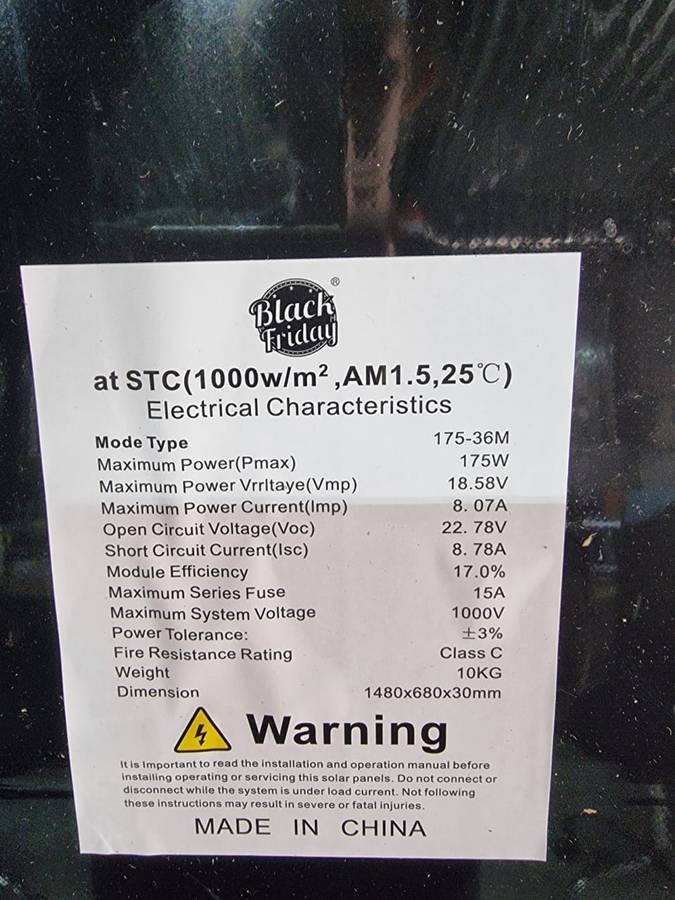 175W / 18V Monocrystalline Solar Panel #2