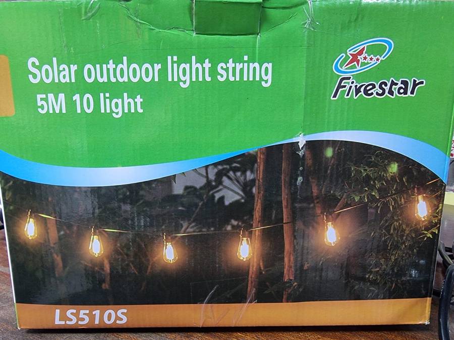 Solar Powered Outdoor String Lights - 5m (10 Lights)