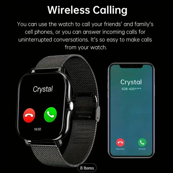 New Full Touch Smart Watch - High-Resolution Display, Sleep & Exercise Tracker. Grey silicone strap.