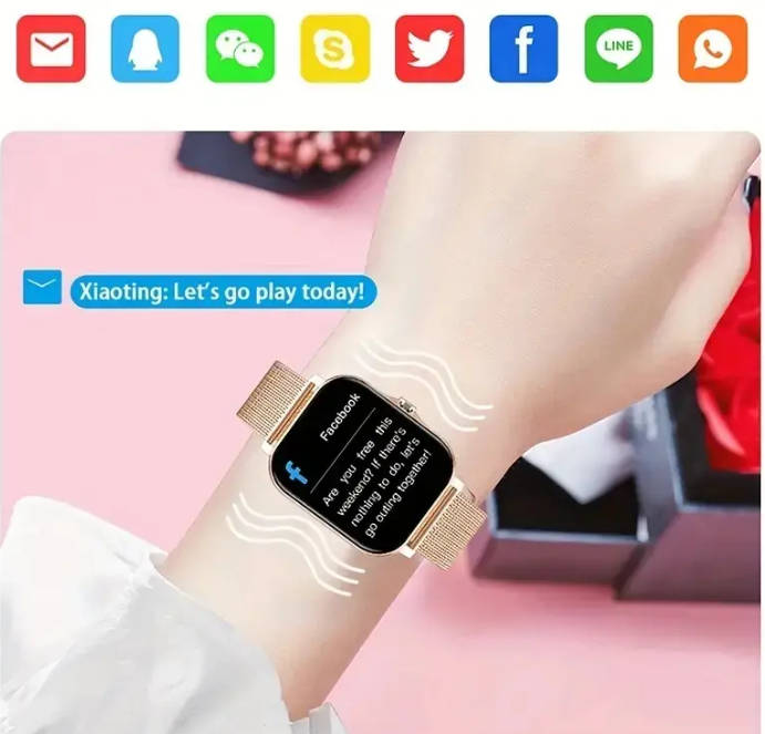 New Full Touch Smart Watch - High-Resolution Display, Sleep & Exercise Tracker. Grey silicone strap.