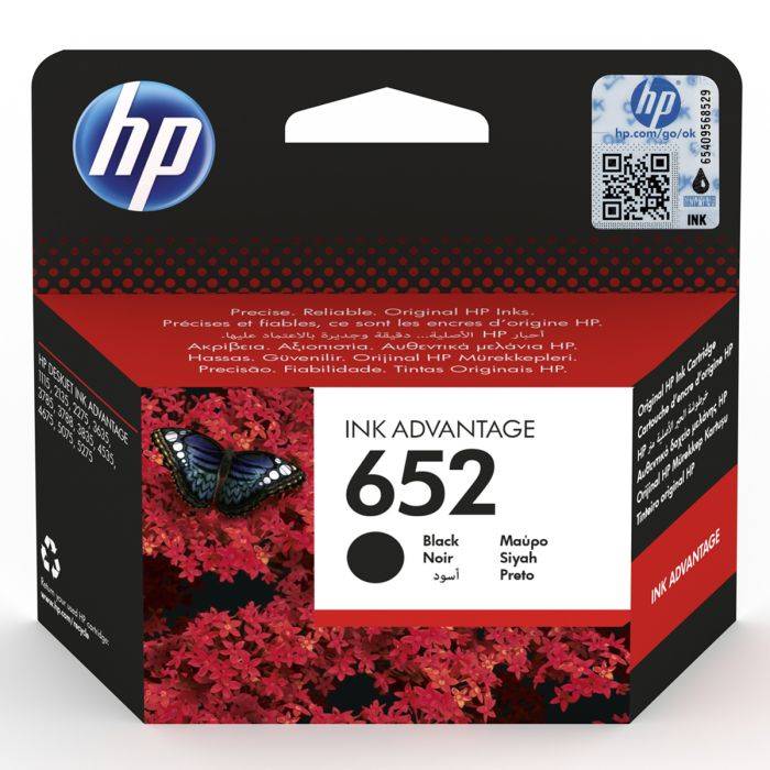 HP 652 Ink Advantage Black Printer Cartridge Original F6V25AE