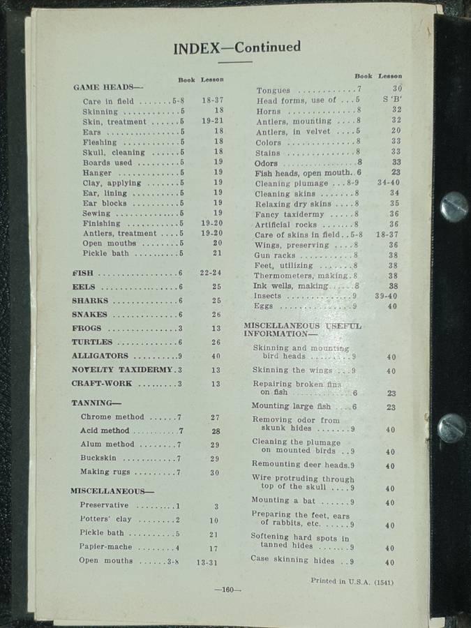 * 1914 * Lessons in Taxidermy - J.W. Elwood (Signed)