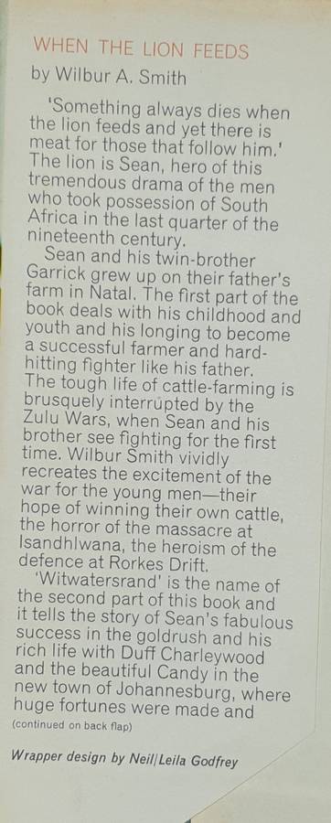 *1964* When the lion Feeds - Wilbur Smith.