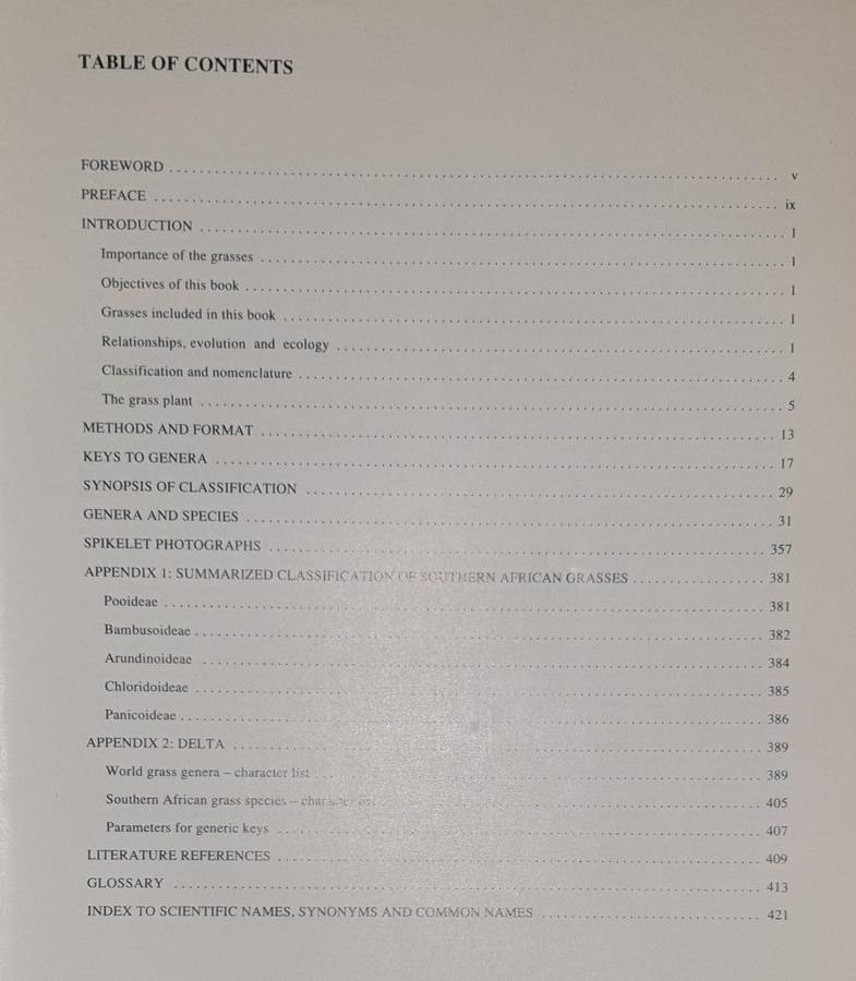 Grasses of Southern Africa - Ed. O.A. Leistner
