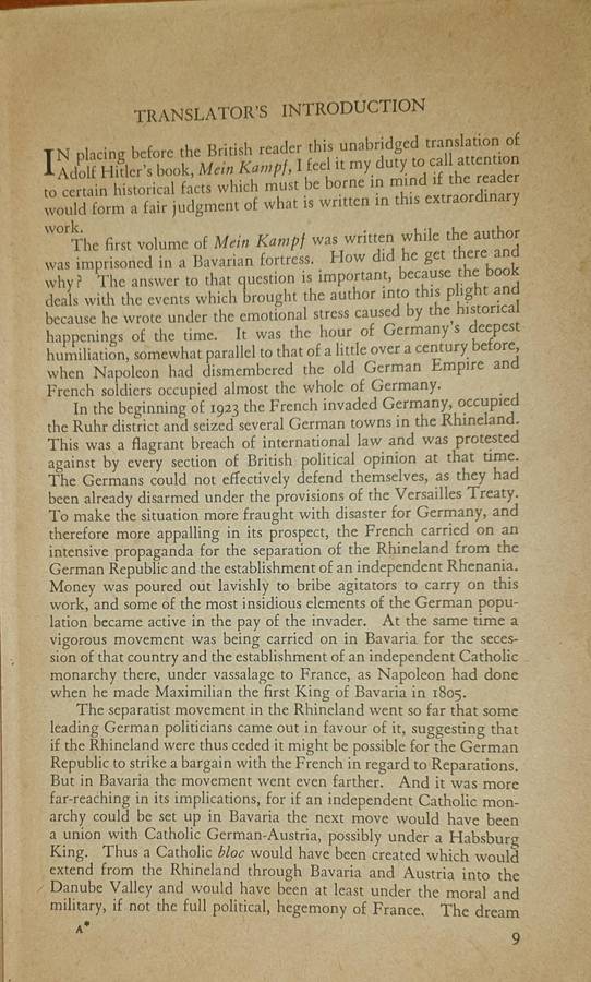 * 1939 * Mein Kampf - Adolf Hitler. Complete with both volumes in one.