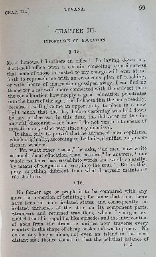 * 1901 * Richter's Levana or The Doctrine of Education