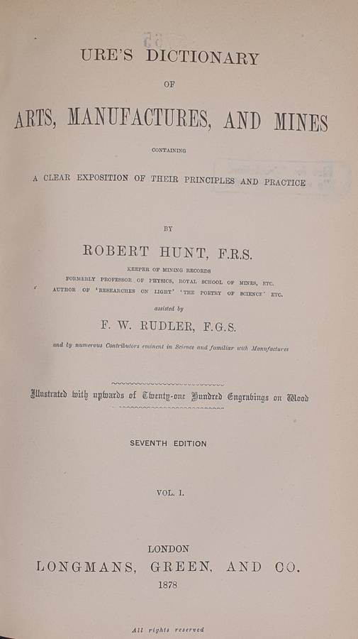 * 1878 * Art's, Manufactures and Mines (Complete in 4 Volumes) by Robert Hunt