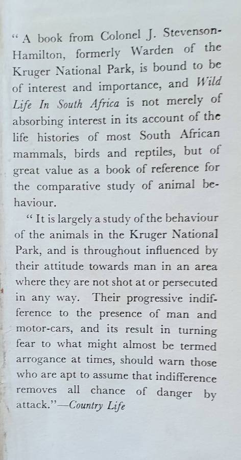 Wild Life in South Africa - Lieut. Col. J. Stevenson-Hamilton