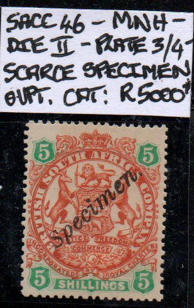 Very scarce BSAC 5s Specimen in MNH-condition
