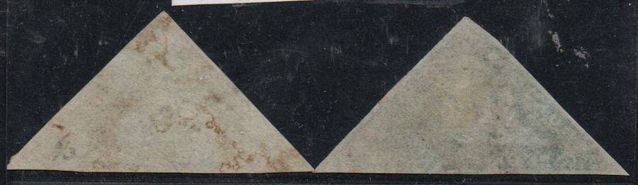 1853 COGH 2 x 4d Perkins Bacon Triangles  in VFU-condition