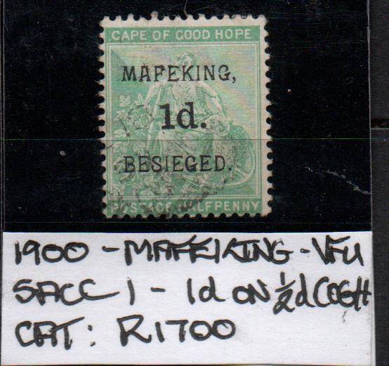 1900 Mafeking Siege 1d on 1/2d overprint in VFU-condition