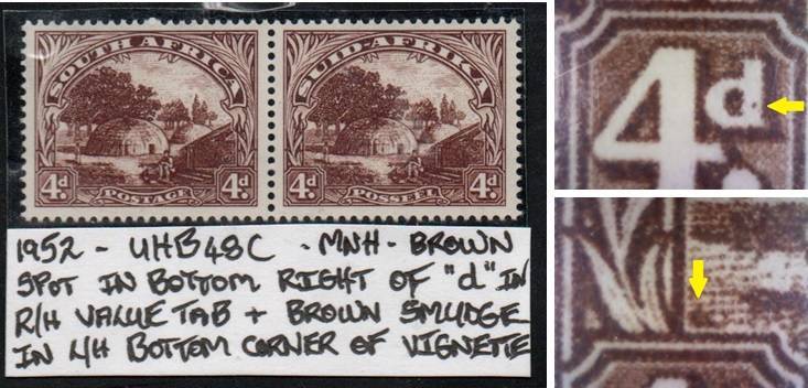 1952 Hyphenated & Screened Definitive 4d-pair with varieties in MNH-condition