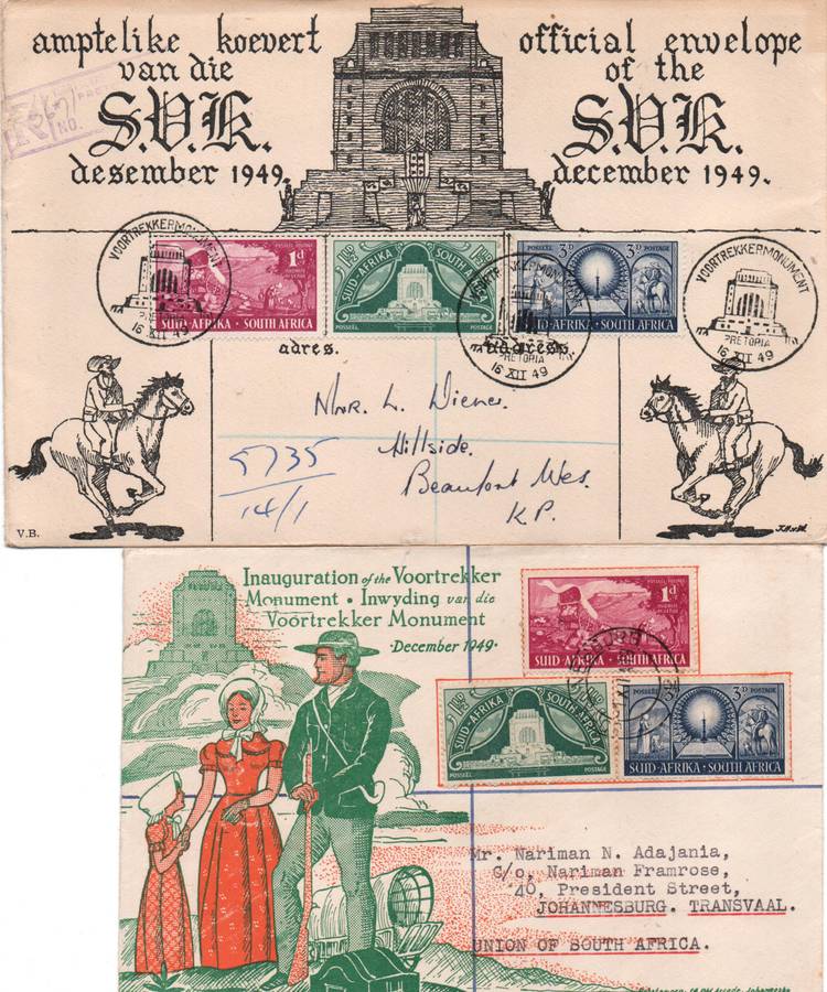 Union Voortrekker  bundle of 10 covers with various cancels (some scarce) in used-condition