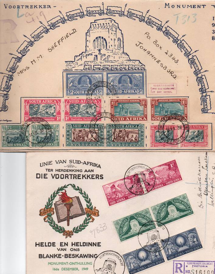 Union Voortrekker  bundle of 10 covers with various cancels (some scarce) in used-condition
