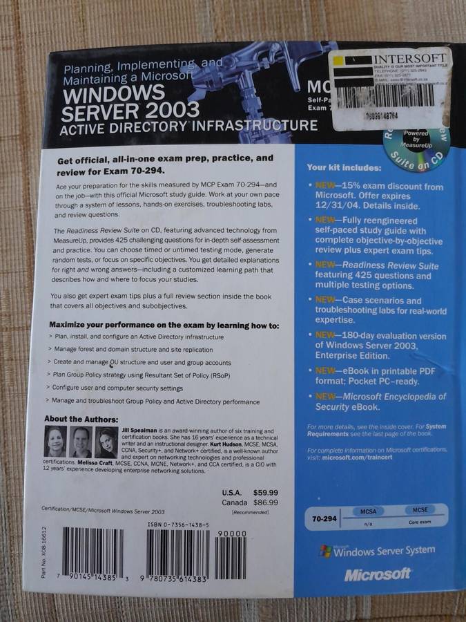 Planning, Implementing and maintaining a Microsoft Windows Server 2003 Active Directory Infrastructu