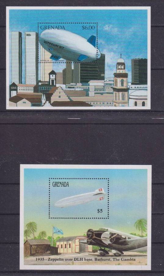 R12 SALE - 2 x MINISHEETS - AIRSHIPS AND HOT AIR BALLOONS - GRENADA