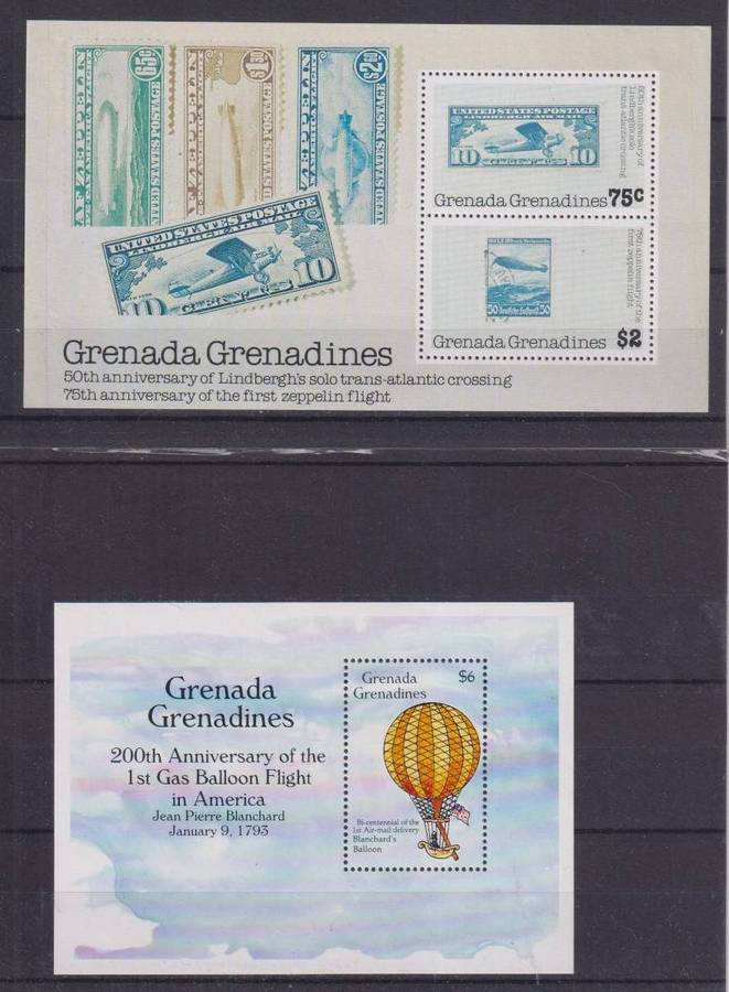 R12 SALE - 2 x MINISHEETS - AIRSHIPS AND HOT AIR BALLOONS - GRENADA GRENADINES