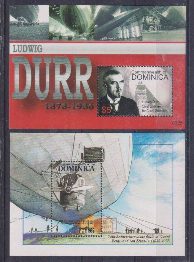 R12 SALE - 2 x MINISHEETS - AIRSHIPS, HOT AIR BALLOONS, AVIATION - DOMINICA
