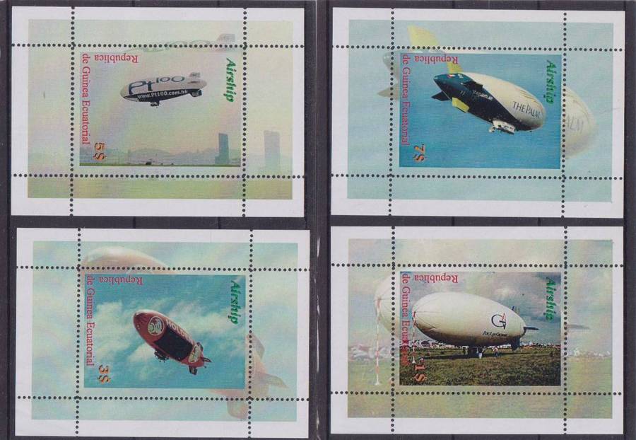 R12 SALE - 4 x MINISHEETS - AIRSHIPS, HOT AIR BALLOONS, AVIATION - DOMINICA
