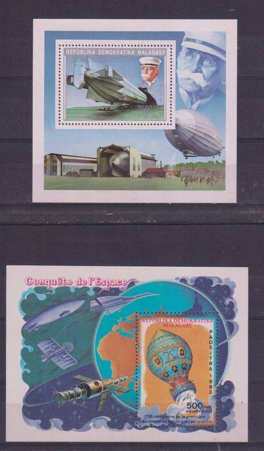R12 SALE - 2 x MINISHEETS - AIRSHIPS, HOT AIR BALLOONS, AVIATION