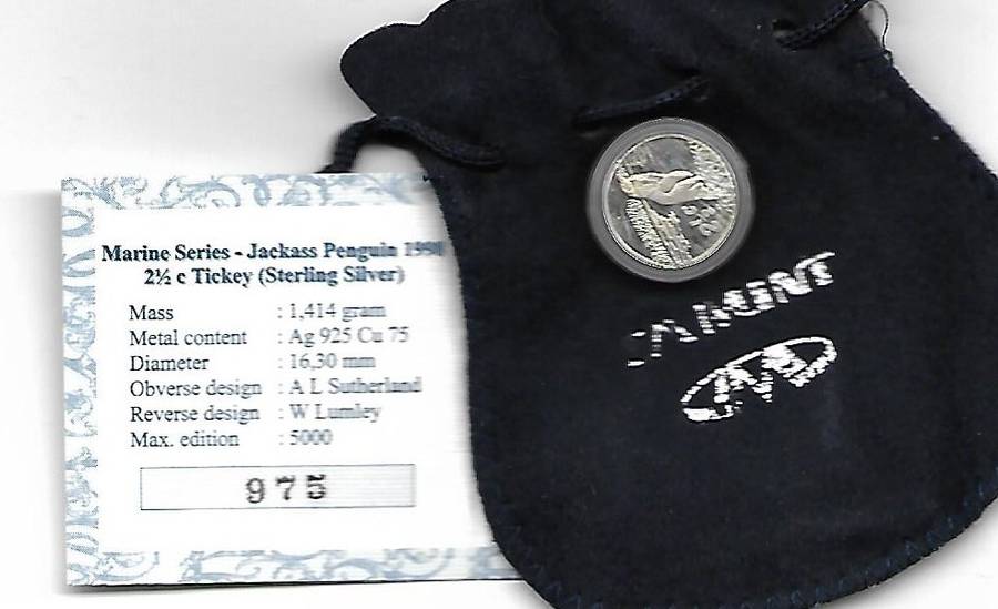 R1 AUCTION - 1998 2 1/2C PROOF SILVER TICKEY - JACKASS PENGUIN