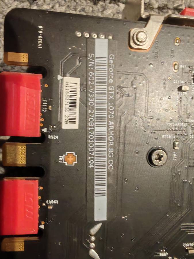 MSI GTX 1070 8G ARMOR OC graphics card