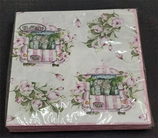 Imported Pack of Flower Truck Serviettes - 20 Serviettes x 3Ply
