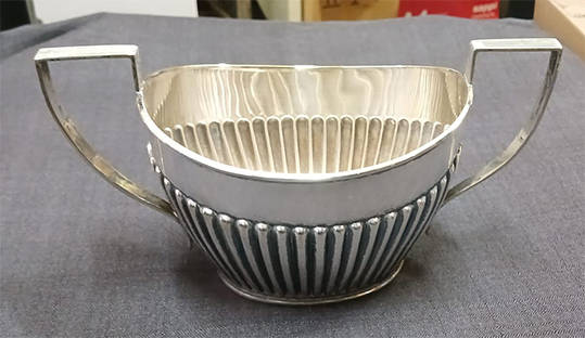 Antique Silver Plated Twin Handled Gadrooned Sugar Bowl - EPNS JD&S 7727 2 Hard Soldered