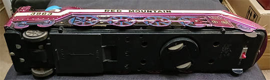 Vintage Metal Bell Clanger Red Mountain Express Train Battery Operated