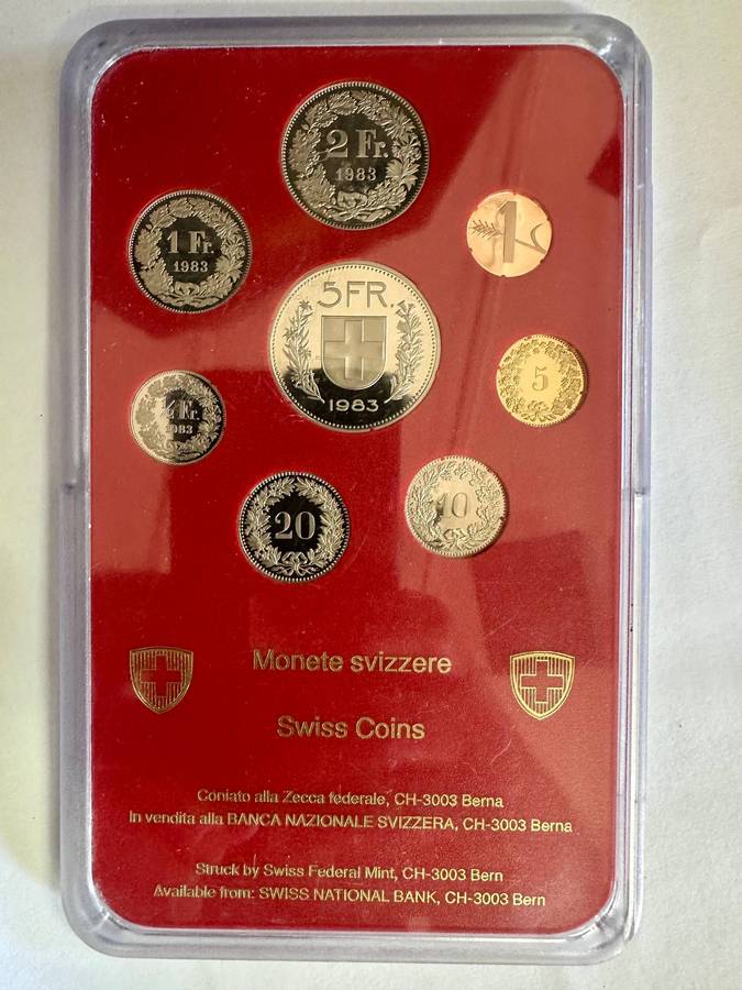 Switzerland 1983 Coin Set Proof Superior Swiss Francs