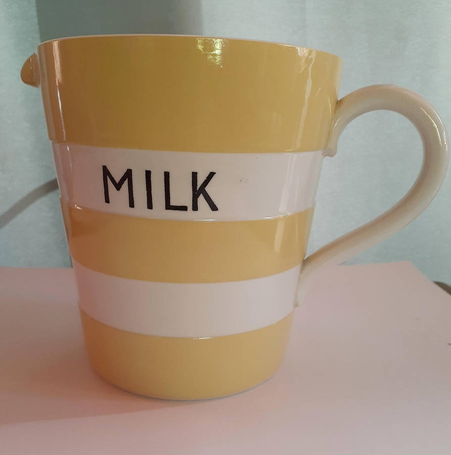 Cornish Ware - Yellow and White Milk Jug - T G Green - Green Shield Stamp